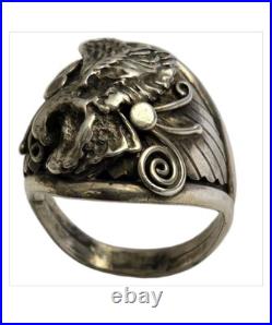 Important Deceased Leo Harvey 1935-2010 Navajo STERLING Silver EagleRINGSz13.5