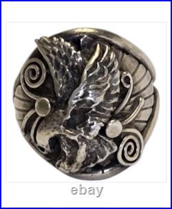 Important Deceased Leo Harvey 1935-2010 Navajo STERLING Silver EagleRINGSz13.5