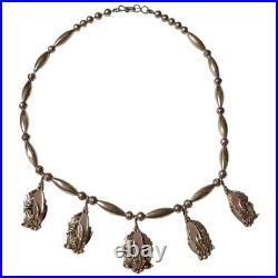 Important LAWRENCE BACA Navajo Sterling Silver Mother Of Pearl Necklace