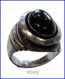 Important Vintage Leroy Begay Navajo Sterling Silver Black Onix Ringsz7.70
