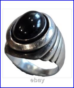 Important Vintage Leroy Begay Navajo Sterling Silver Black Onix Ringsz7.70