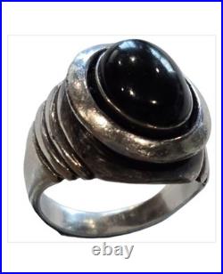 Important Vintage Leroy Begay Navajo Sterling Silver Black Onix Ringsz7.70