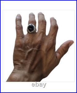 Important Vintage Leroy Begay Navajo Sterling Silver Black Onix Ringsz7.70
