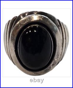 Important Vintage Leroy Begay Navajo Sterling Silver Black Onix Ringsz7.70