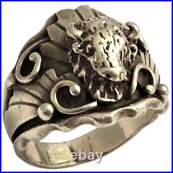 Impressive Genieve Werito VINTAGE NAVAJO STERLING SILVER BUFFALO RINGsz11