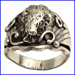 Impressive Genieve Werito VINTAGE NAVAJO STERLING SILVER BUFFALO RINGsz11