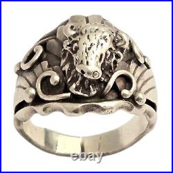 Impressive Genieve Werito VINTAGE NAVAJO STERLING SILVER BUFFALO RINGsz11