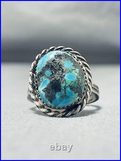 Incredible Vintage Navajo Pilot Mountain Turquoise Sterling Silver Ring