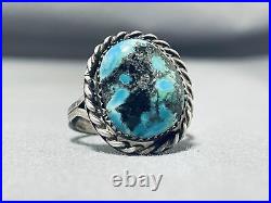 Incredible Vintage Navajo Pilot Mountain Turquoise Sterling Silver Ring