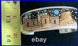 Inlay Night Sky Cuff -Navajo Signed Calvin Begay And DK -Sterling Silver