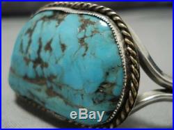 Intricate Spiderweb Turquoise! Vintage Navajo Sterling Silver Bracelet