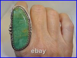 JASON LIVINGSTON Navajo Large 2 Green Turquoise Sterling Silver Ring Size 7.75
