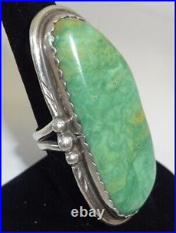 JASON LIVINGSTON Navajo Large 2 Green Turquoise Sterling Silver Ring Size 7.75