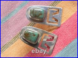 JLC Joe & Lejuene Chavez Santo Domingo Pueblo Turquoise Stud Earrings 1-1/4
