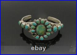 JS NAVAJO 925 Sterling Silver Vintage Turquoise Floral Cuff Bracelet BT8622