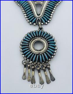 Jason Yazzie Vintage Navajo Sterling Silver Needle Point Blue Turquoise Necklace