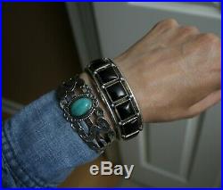Jeanette Dale Native American Navajo Black Onyx Sterling Silver Cuff Bracelet