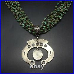 KEWA and NAVAJO 10-Strand TURQUOISE NECKLACE with Sterling Silver NAJA PENDANT