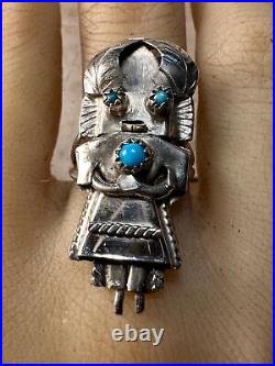 Kachina ring Navajo size 6.25 turquoise sterling silver women