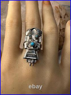 Kachina ring Navajo size 6.25 turquoise sterling silver women