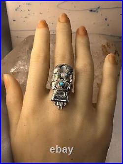 Kachina ring Navajo size 6.25 turquoise sterling silver women