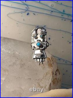 Kachina ring Navajo size 6.25 turquoise sterling silver women