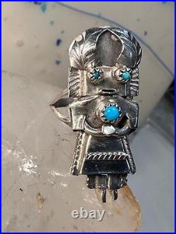 Kachina ring Navajo size 6.25 turquoise sterling silver women