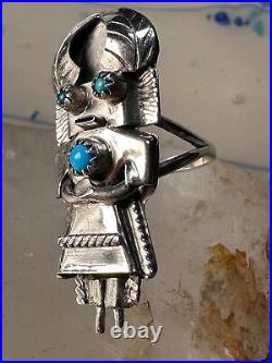 Kachina ring Navajo size 6.25 turquoise sterling silver women