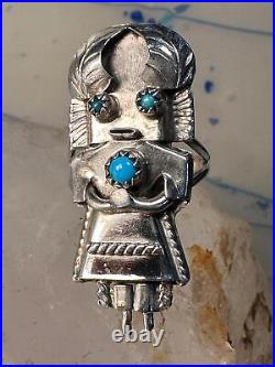 Kachina ring Navajo size 6.25 turquoise sterling silver women