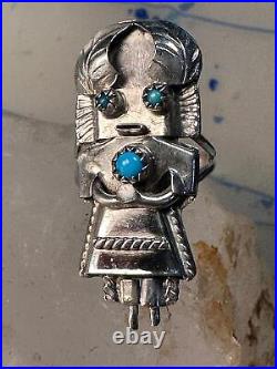 Kachina ring Navajo size 6.25 turquoise sterling silver women