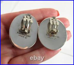 Kee Nataani. 925 Sterling Silver Statement Earrings Navajo Large Oval Clip On