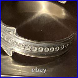 Kevin Billah Navajo Handmade Sterling Silver Stamped Kingman Turquoise Cuff sign