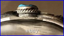 Kevin Billah Navajo Handmade Sterling Silver Stamped Kingman Turquoise Cuff sign