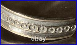 Kevin Billah Navajo Handmade Sterling Silver Stamped Kingman Turquoise Cuff sign
