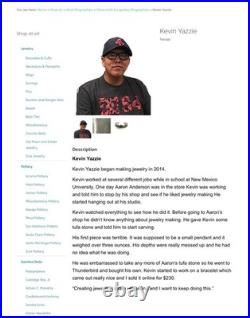 Kevin Yazzie Navajo Native American STERLING SILVER Kingman turquoise earrings