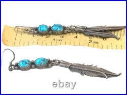 Kevin Yazzie Navajo Native American STERLING SILVER Kingman turquoise earrings