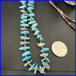Kingman Turquoise Shell Navajo Sterling Silver Necklace 28 17398