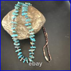 Kingman Turquoise Shell Navajo Sterling Silver Necklace 28 17398