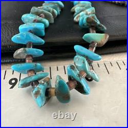 Kingman Turquoise Shell Navajo Sterling Silver Necklace 28 17398