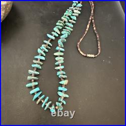 Kingman Turquoise Shell Navajo Sterling Silver Necklace 28 17398