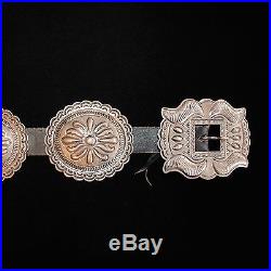 Kirk Smith Navajo Stamped Sterling Silver Concho Belt, Old Pawn/Estate