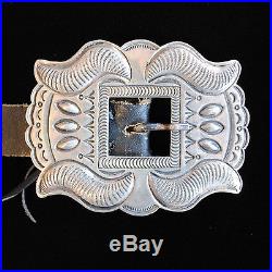 Kirk Smith Navajo Stamped Sterling Silver Concho Belt, Old Pawn/Estate
