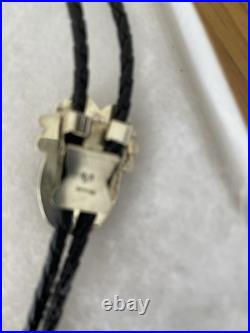 Kirk Smith Navajo Sterling Silver Black Onyx Bolo Tie Hallmarked KS