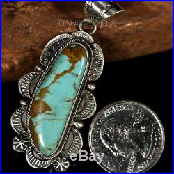 LARGE Dead Navajo Handmade Green TURQUOISE Sterling Silver Pendant SIGNED