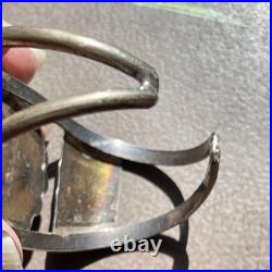 LARGE Navajo Signed Oval Turquoise Sterling Silver Vintage Cuff Bracelet