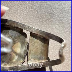 LARGE Navajo Signed Oval Turquoise Sterling Silver Vintage Cuff Bracelet