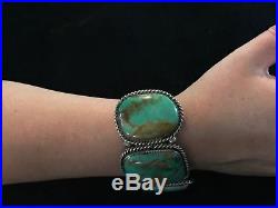 LARGE WIDE Navajo Henry Mariano Sterling Royston Turquoise Cuff Bracelet 120 Gr