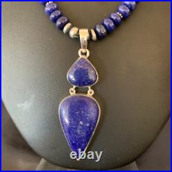 Lapis Lazuli Pendant Navajo Pearls Sterling Silver Necklace 11365