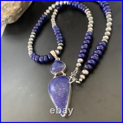 Lapis Lazuli Pendant Navajo Pearls Sterling Silver Necklace 11365 Lapis Lazuli Pendant Navajo Pearls Sterling Silver Necklace 11365