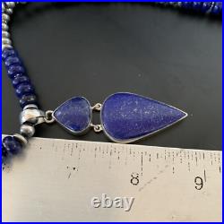 Lapis Lazuli Pendant Navajo Pearls Sterling Silver Necklace 11365